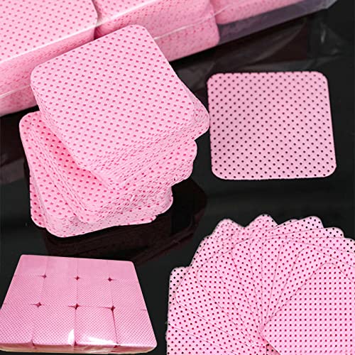 Ligas sem lenços de unhas, 1200pcs de cólica de cílios rosa, lenços de limpeza de cola de cílios, absorventes almofadas de removedor de gel de gel de gel de tecido macio, sem algodão de algodão de fiapos para extensões de cílios pregos de cílios de cílios