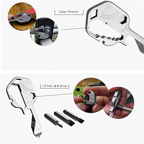 Ferramenta de bolso genérico e 24- IN-1 em forma de chave, chave multitool com a corrente de chave, ferramenta de chaveiro ao ar