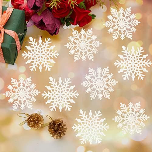 24 PCs Christmas Snowflake Ornamentos, Glitter Snowflake Decoration para a árvore de Natal/Casamento/Festa/Casa,