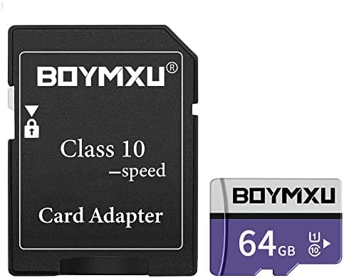 Cartão de memória TF 64 GB, cartão tf boymxu com adaptador, cartão de memória de alta velocidade Classe 10 tf cartão de memória para