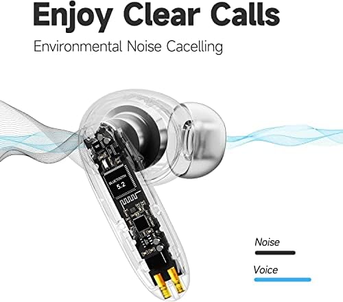 Liauekay sem fio Earbud Bluetooth 5.2 Em fones de ouvido sem fio, fones de ouvido estéreo 3D Bluetooth com capa de carregamento