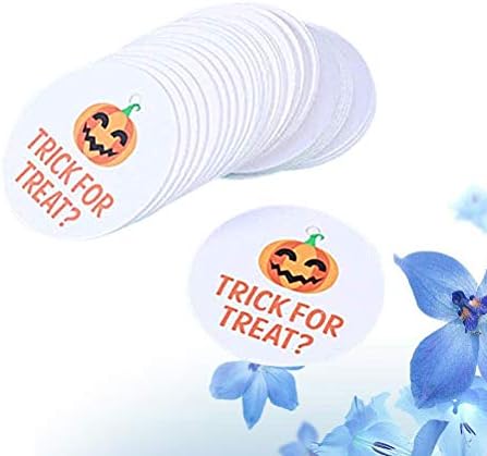 Aboofan 50pcs redondo etiquetas penduradas Pumpkin Pattern Candy Box Cookies Bag Cartões de mensagem para Halloween White Party