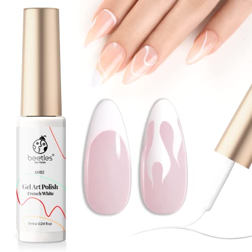 Liner de gel artes de redemoinho em gel de gel de besouros - 1 pcs 7ml Classic White Color Gel Art Paint para unhas