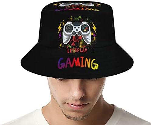 Chapéu de balde para jogos, gamepad gamer fisherman boné para mulheres homens, videogame unissex pacote de praia chapéu para