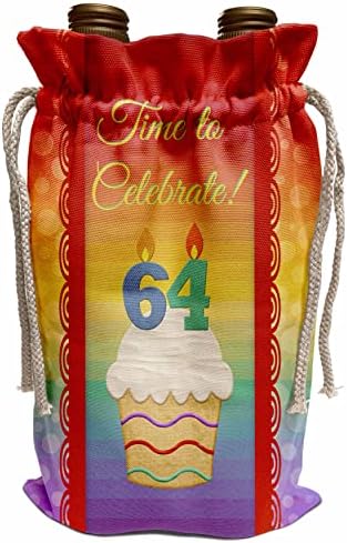 3drose cupcake, velas numéricas, tempo, comemorar com 64 anos de convite - bolsas de vinho