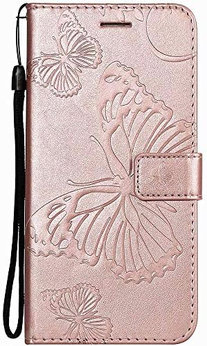 Caso da carteira de Meupzzk para o Samsung Galaxy S21+/S21 Plus, couro premium de borboleta em releve