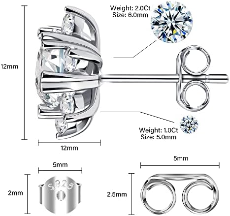 Gember 1CT-2CT Moissanite Diamond Brincos, formato de floco de neve de ouro branco de 18k com S925 Brincos da moda de prata