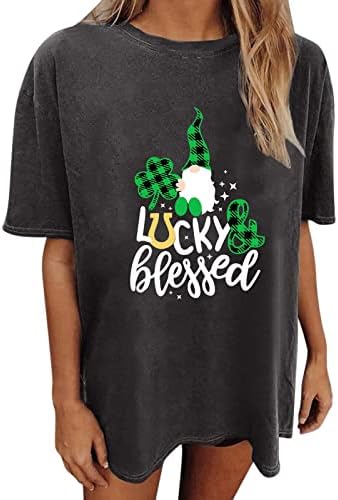 Yubnlvae St Patrick Camisa do Dia das Mulheres Crew Crew Crew Blouse Fied Holiday Splicing Blouse