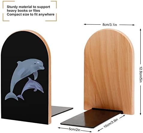 Sea Dolphins1 Wood Livros Livros não esquiam Decorativo titular Livro Stop Prateleiras para Livros Heavy Livros 1 Par de