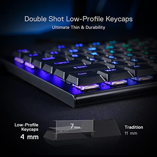 Redragon K622 HORUS TKL RGB Teclado mecânico, teclado de jogos com fio ultrafin e arbusta com calcapa-chave de baixo perfil, controle de mídia dedicado e interruptor vermelho linear, software Pro suportado