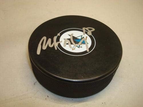 Micheal Haley assinou San Jose Sharks Hockey Puck autografado 1a - Pucks autografados da NHL