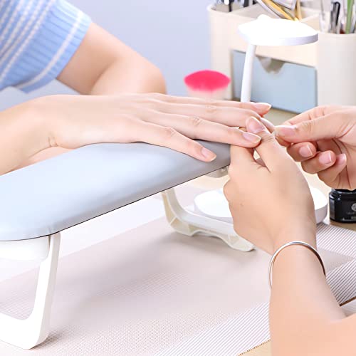 Descanso dobrável no braço de unhas, descanso de mão de couro pu para unhas de tecnologia com tapete de mesa, descanso