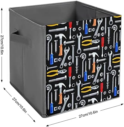 Ferramentas de reparo Bins de armazenamento de padrões Cubos Organizadores de tecido dobrável com alças Roupes Bag Book Box Toys Basket para prateleiras Closet 10.6