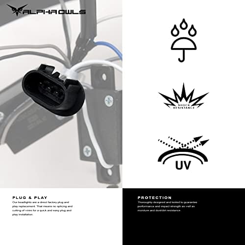 Alpha Owls 8711552 Faróis do projetor com barra de luz LED branca-Black Amber Fits 2007-2013 Toyota Tundra / 2008-2017 Modelos de Halogênio Sequoia