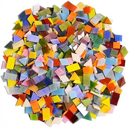 WECREJONI MISSODSES MOSSAIC Tiles de vidro para artesanato, 600g/1,3 lbs peças de vidro coloridas para projetos de mosaico