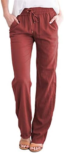 Andongnywell Women's Solid Cotton Cotton Soft Lounge perna larga com bolsos calças de moletom