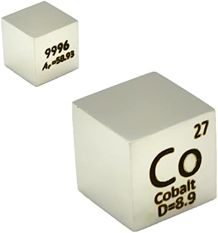 Cubal de elemento polido de cobalto CO Cubos de densidade de metal sólido com caixa de acrílico para educação de coleta de elementos