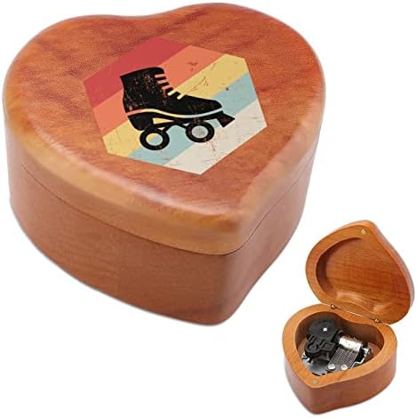 Patins de patins vintage Caixas de música arborizadas Presente de caixa musical de coração gravado vintage para o
