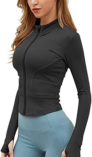 Grajtcin Lightweight Athletic Cropped Workout Jacket for Women Compreen Running Jackets for Women Slim Fit Gym Yoga Top