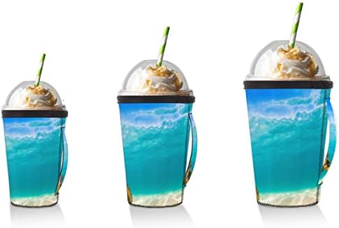 Tartaruga marítima Summer （09) Manga de café gelada reutilizável com manga de xícara de neoprene para refrigerante, café com leite,