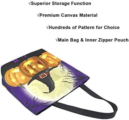 Alaza Halloween Spooky Canvas Tote Bag para mulheres Trabalho Trabalho Compras de mercearia Top Holo