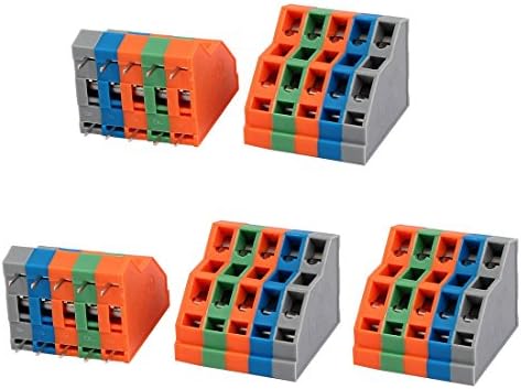 Aexit 5pcs KFM736 Terminais 300V 15A 5,0mm Pitch 5p Spring Terminal Block para Terminais de parafuso Montagem de PCB