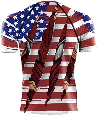 4 de julho de julho American Flag Compression Camisa de manga curta Camisetas de ginástica atlética da academia de ginástica