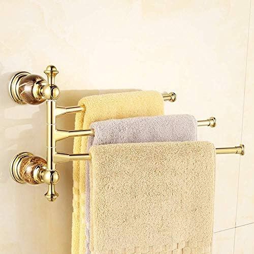 Omoons Brass Towel Rack Crystal e Diamond Towel Rack 3 Rails Acessório do banheiro da parede