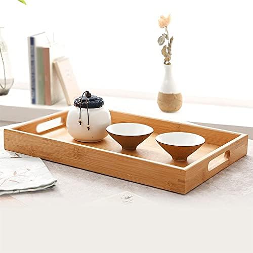 Uxzdx cujux bandeja de chá de madeira retangular que serve lanches de placas de mesa para o hotel servir bandeja de armazenamento