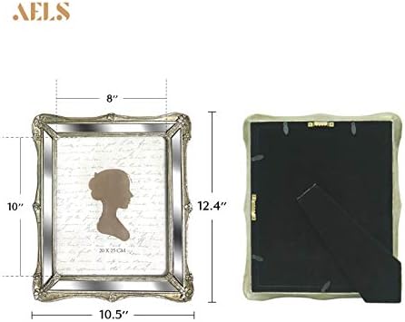 ALS 8x10 polegadas de moldura espelhada vintage, molduras de fotos antigas elegantes com frente de vidro, exibição