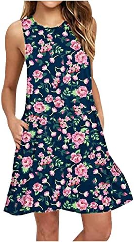 Vestido de tanque de verão para mulheres de moda Floral Sundresses, com estampa floral, vestidos de festa confortáveis