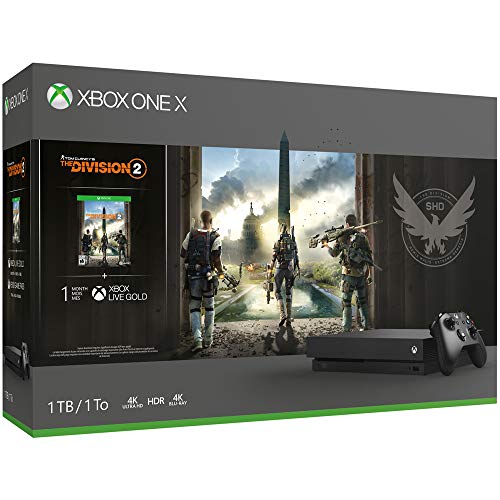 Microsoft Xbox One X Bundle 1 TB Console com o Tom Clancy The Division 2 + Microsoft Gears of War 4 Digital Download para Xbox One