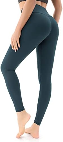 Voeons Yoga Pants for Women Women Solid Color High Workout Leggings com bolsos （azul marroquino escuro, L