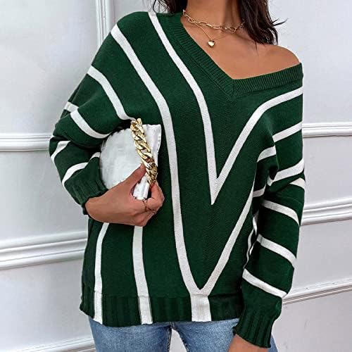 Bloco de cores para mulheres suéteres de manga longa Crewneck pullover malha suéter 2022 outono jumper jumper y2k tops