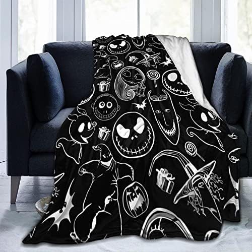 Hopynu Scary Christmas Throw Blanke Couch Bed Sofá macio leve e quente e aconchegante flanela lã de cama cobertor Microfiber