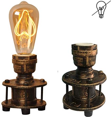 Lâmpada de mesa industrial Base para o quarto, pequenas lâmpadas de mesa de cabeceira vintage rústica fazenda mini lâmpada de