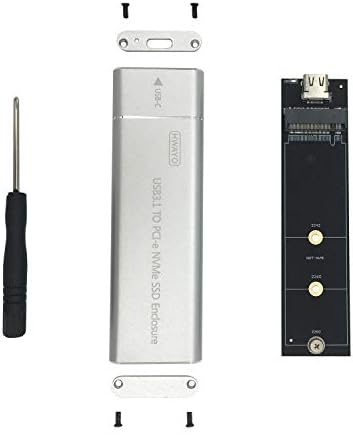 Hwayo USB 3.1 Casos de gabinetes SSD NVME portáteis para M.2 M Key NVME SSD, prata