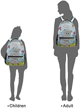 Escola College Backpack Rucksack Travel Bookbag ao ar livre desenho animado fofo Hippo