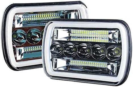 Amuniesun 2pc 7x6 5x7 faróis de halo LED 6052 6054 H5054 H6054 HI/VIO DE BAIXO VERÃO BRANCO DRL/âmbar Turn Fit para Jeep Cherokee