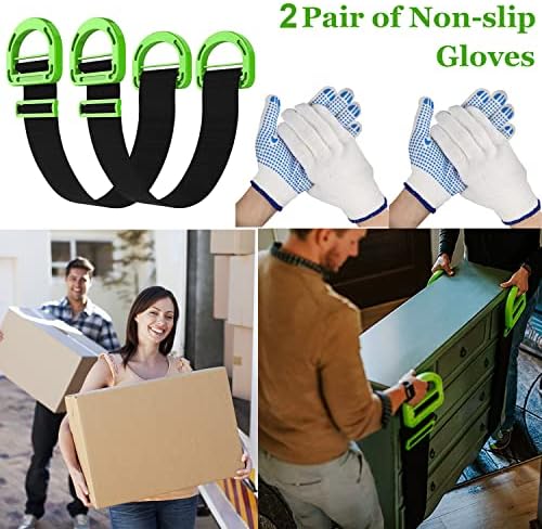 Tiras de movimentação de elevação ajustáveis, alças em movimento de móveis para móveis, caixas, movimentação doméstica, alça de 2pack