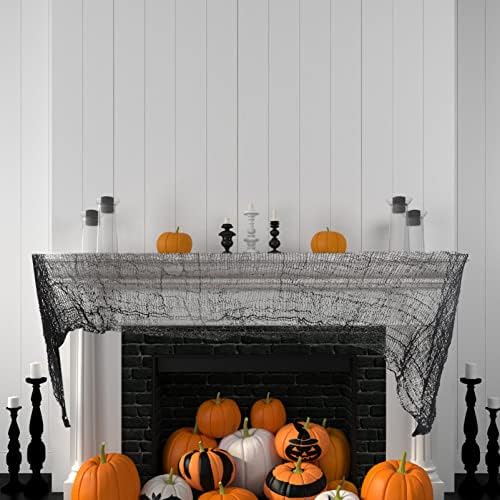 Valiclud Halloween decoração de pano assustador, 2 pcs preto de pano de gaze de Halloween de Halloween tapeçaria de pano assustador