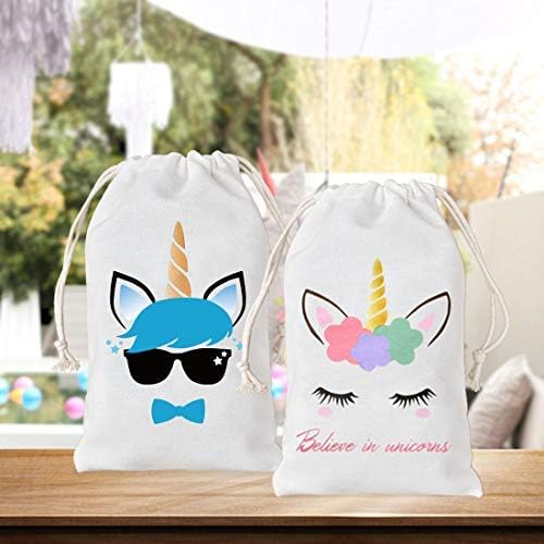 12 Pack Unicorn Favor Bags Supplies Festa reutilizável Tratar sacolas de brindes para suprimentos de festa de aniversário