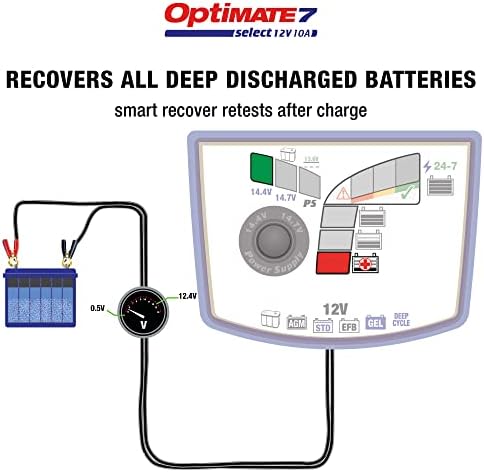 Optimate 7 Select-12V 10A, TM-251V3, Carregador e mantenedores de economia de bateria da série de 9 etapas