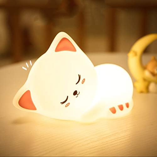 Presentes de Natal de Uonlytech lâmpadas de lâmpadas noturnas infantil noite luz adorável desenho animado gato de silicone lâmpada de