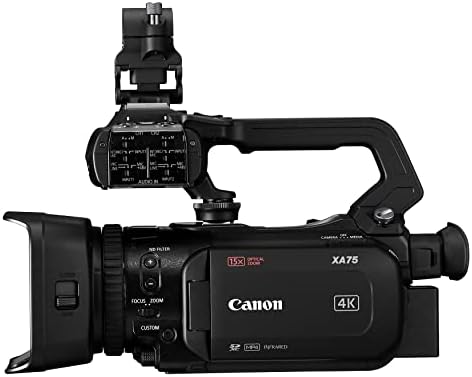 Canon XA75 Pro Caporder 1 ”4K UHD CMOS Sensor, CMOS de pixel duplo AF, 15x Zoom óptico, zoom digital 600x, estabilização de imagem,