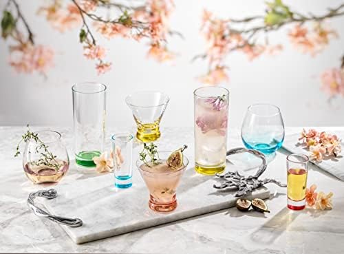 Joyjolt Hue colorido de vidro de vidro, copos de 6 peças - 2 onças.