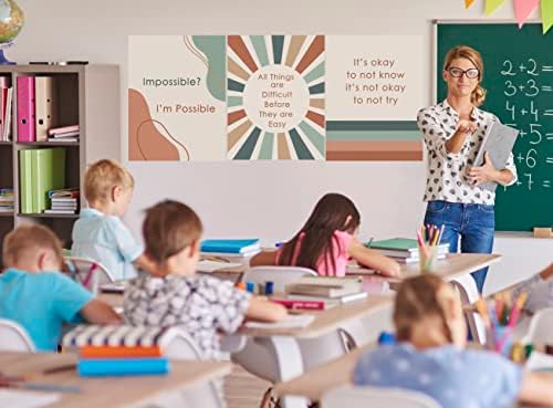 Cartazes de decoração da sala de aula de Catta Boho, pôsteres motivacionais para professores, decoração de parede de sala