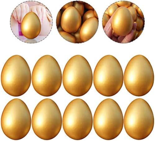Veemoon 10pcs Diy Ovo Páscoa Ovo Ovo Ovo Ovo Decorativo Faux Fake Oggs Novelty Golden Egg Prop para Art Craft Painting Desenho de