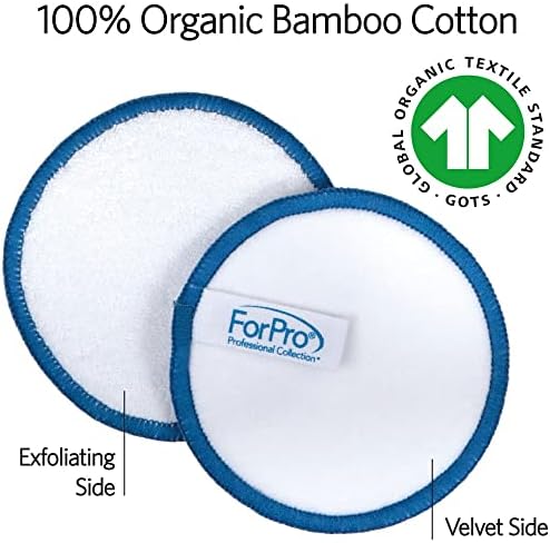 FORPRO Especialista Rodadas de algodão reutilizável, almofadas de removedor de maquiagem orgânicas e de bambu, incluem