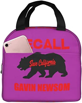 Swpwab Recall Gavin Newsom Reutilizável Folha portátil Saco de Bento Isolados Isolados Para Homens e Mulheres
